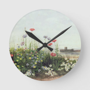 Bank of Summer Flowers Runde Wanduhr