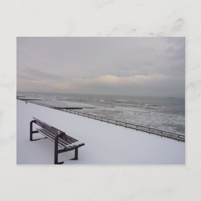 Bank, Schnee und Meer Postkarte (Vorderseite)
