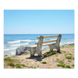 Bank-Stuhl auf dem Strand Fotodruck