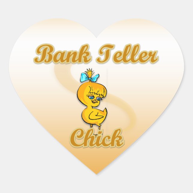 Bank Teller Chick Herz-Aufkleber (Vorderseite)