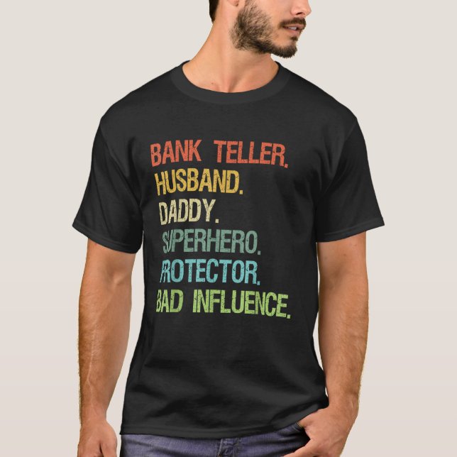 Bank Teller Husband Daddy Superhero Protector VATE T-Shirt (Vorderseite)