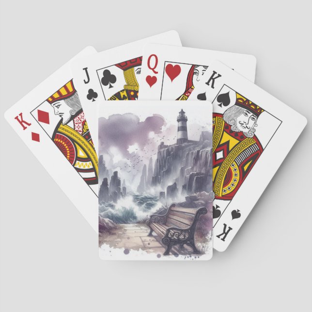 Bank vor dem Leuchtturm Spielkarten (Rückseite)