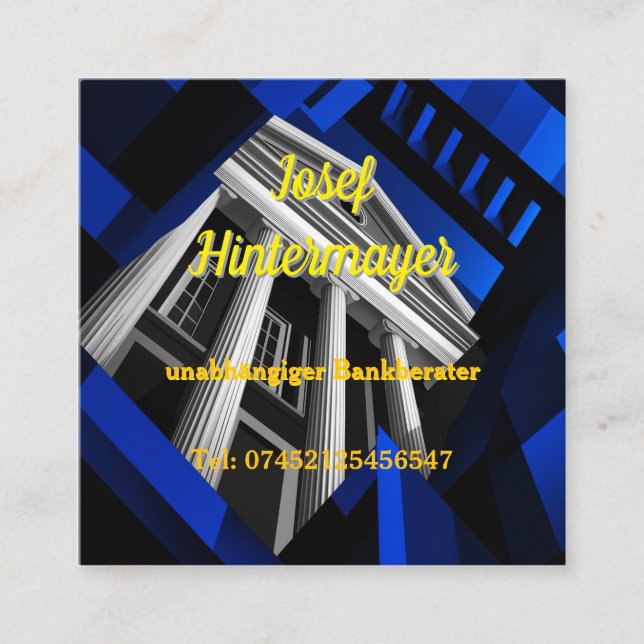 Bankberater, BankangestellterVisitenkarte Begleitkarte (Vorderseite)