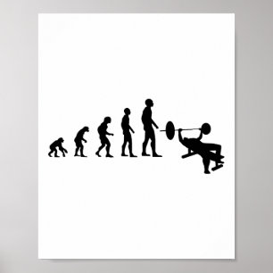 Bankdrücken Bodybuilding Lustige Evolution Kraft Poster