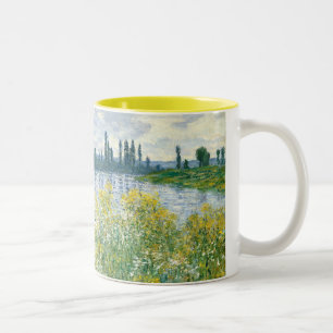 Banken Claude Monets   der Seines, Vetheuil, 1880 Zweifarbige Tasse