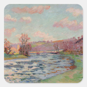 Banken der Creuse, Limousin, c.1912 (Öl auf Canv) Quadratischer Aufkleber