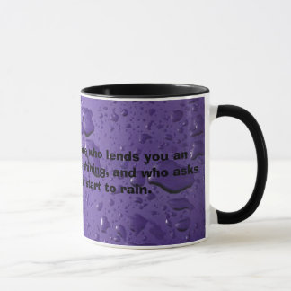 BANKER - lustige lila Regentropfengraphik der Tasse