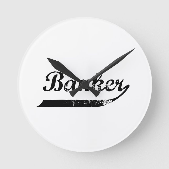 Banker-Typografie Runde Wanduhr (Vorderseite)