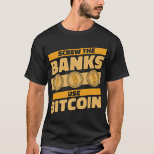 Banker verschenkt die Banken mit Bitcoin Blockchai T-Shirt