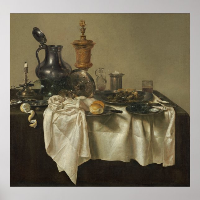 Bankett Piece with Dünnpie by Willem Claesz Heda Poster (Vorne)