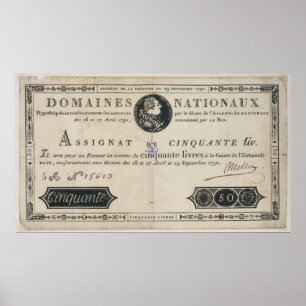 Banknote 50 Livres, 29. Oktober 1790 Poster