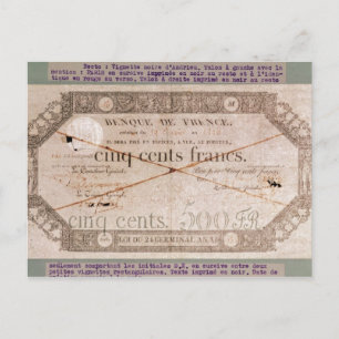 Banknote für 500 Francs aus dem 24. Postkarte