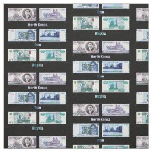 Banknoten von Gewebe Russlands, des Irans und Stoff