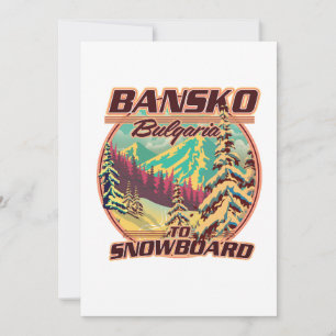 Bankso Bulgarien auf Snowboard-Logo Einladung