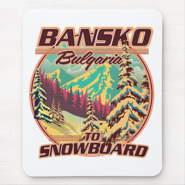 Bankso Bulgarien auf Snowboard-Logo Mousepad (Vorne)