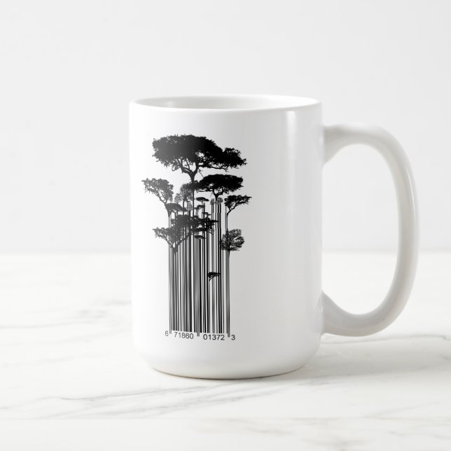 Banksy Art-Barcode-Baumillustration Tasse (Rechts)