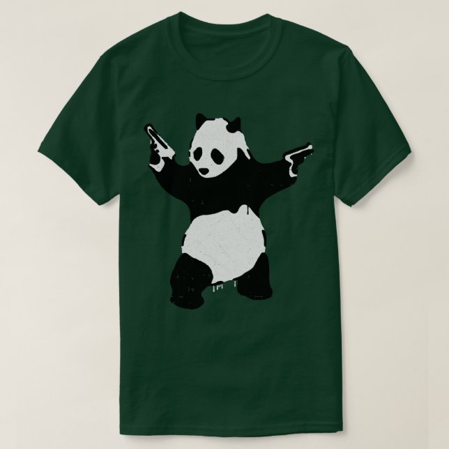 BANKSY Bewaffnetes Panda mit Waffen T-Shirt (Design vorne)