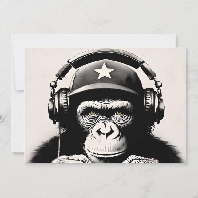 Banksy DJ Monkey Gorilla Einladung (Vorderseite)