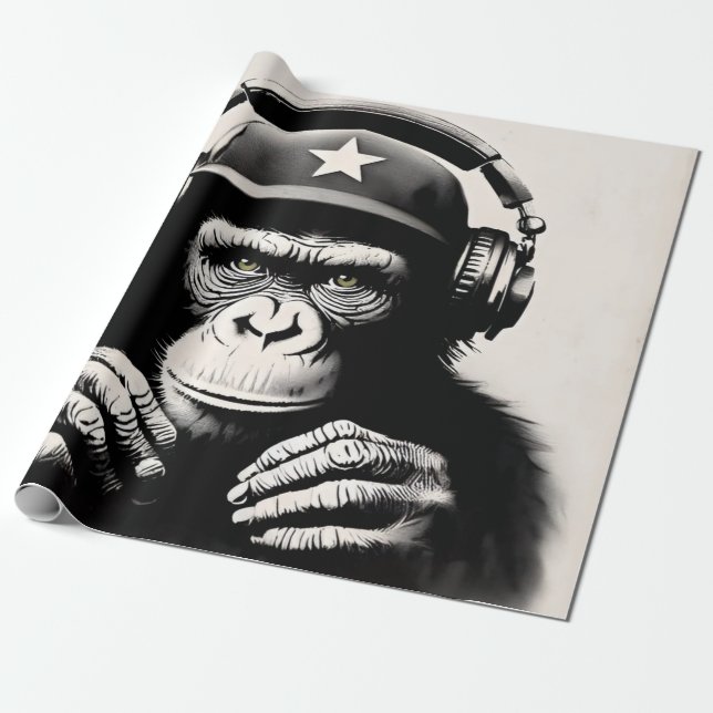 Banksy DJ Monkey Gorilla Geschenkpapier (Ungerollt)