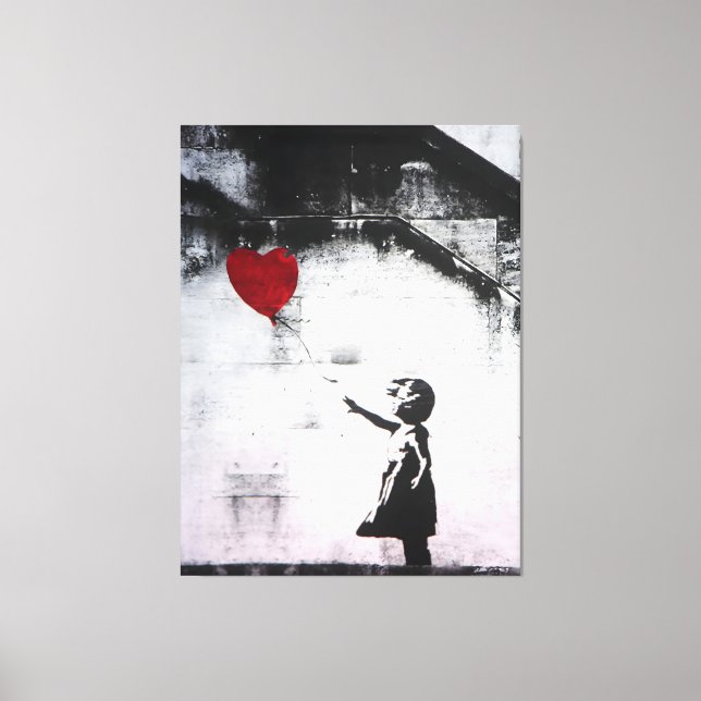 Banksy Graffiti - Girl with A Red Balloon, Street Leinwanddruck (Vorderseite)