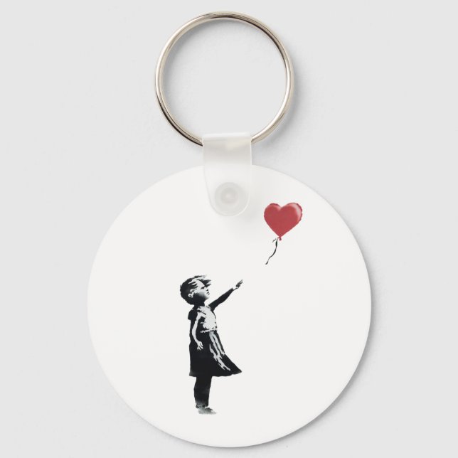 Banksy Graffiti - Girl with Balloon, Street Art Schlüsselanhänger (Vorderseite)