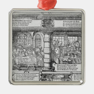 Bankwesen-Szene Silbernes Ornament