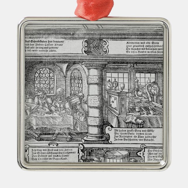 Bankwesen-Szene Silbernes Ornament (Vorne)