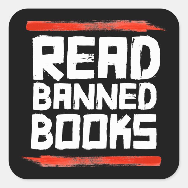 BANNED BOOKS LESEN QUADRATISCHER AUFKLEBER (Vorderseite)