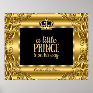 Banner Baby Shower Kleiner Prinz Gold Schwarz 3 Poster