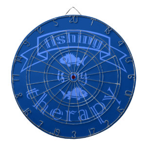 Banner Band Zitat Fischen ist meine Therapie Dartscheibe