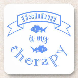 Banner Band Zitat Fischen ist meine Therapie Getränkeuntersetzer