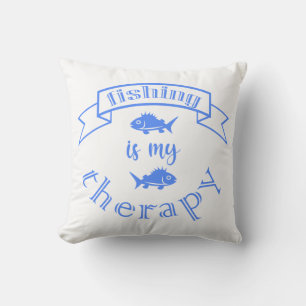 Banner Band Zitat Fischen ist meine Therapie Kissen