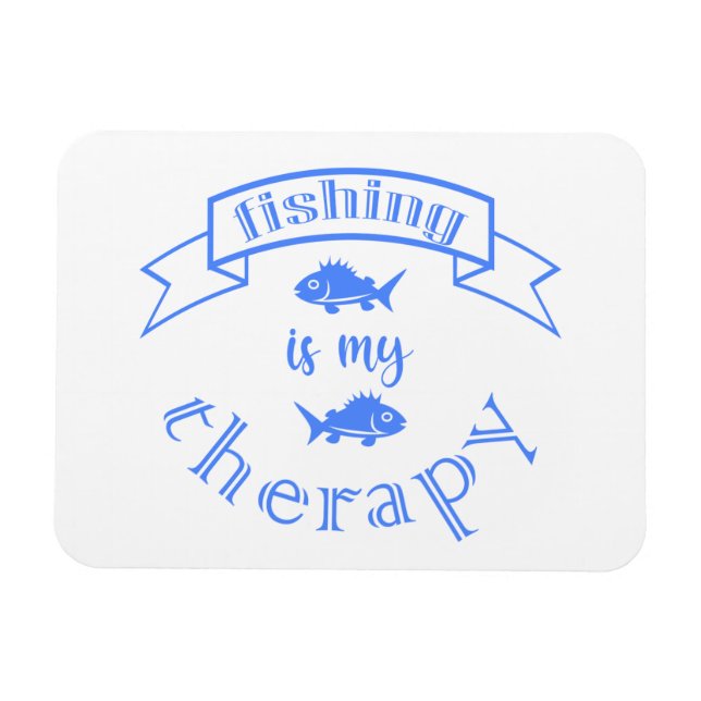 Banner Band Zitat Fischen ist meine Therapie Magnet (Horizontal)