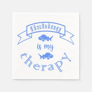 Banner Band Zitat Fischen ist meine Therapie Serviette