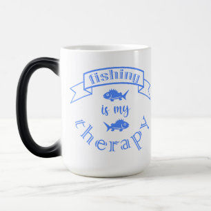 Banner Band Zitat Fischen ist meine Therapie Verwandlungstasse