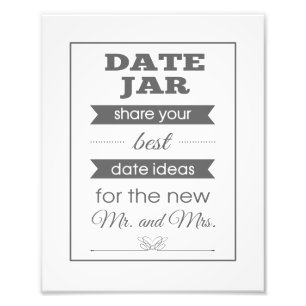 Banner Date Jar Wedding Sign Foto Print - Grau