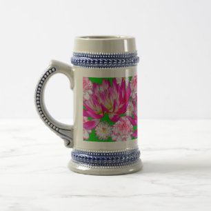 Banner der Blume Dahlia, Dianthus und Bellis Bierglas