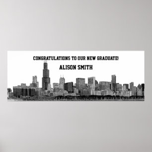 Banner der Chicago Skyline Silhouette Graduation P Poster