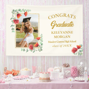 Banner der Elegant Poppy Floral Graduation Party