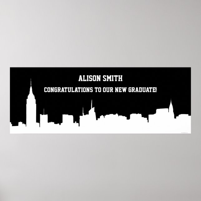 Banner der NYC Skyline Silhouette Graduation Party Poster (Vorne)
