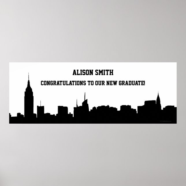 Banner der NYC Skyline Silhouette Graduation Party Poster (Vorne)