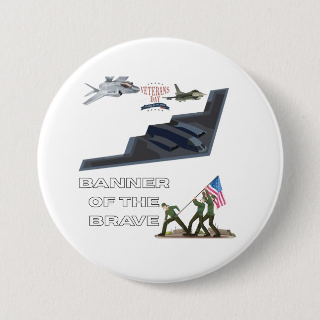 Banner der Tapferen weiß Button (Vorderseite)