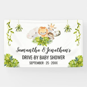 Banner "Drive by Baby Shower Jungle Animals"
