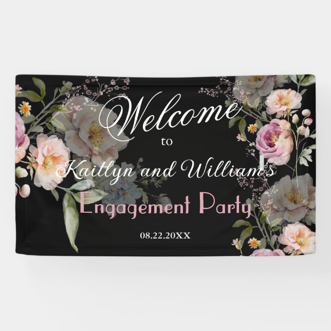 BANNER Elegant Floral Engagement Party Welcome (Horizontal)