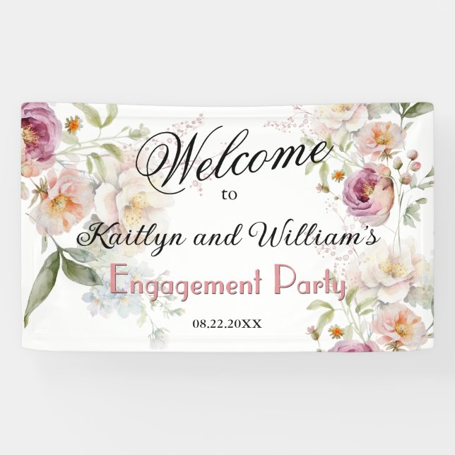 BANNER Elegant Floral Engagement Party Welcome (Horizontal)