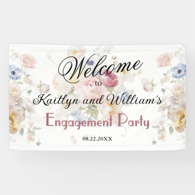 BANNER Elegant Floral Engagement Party Welcome  (Horizontal)