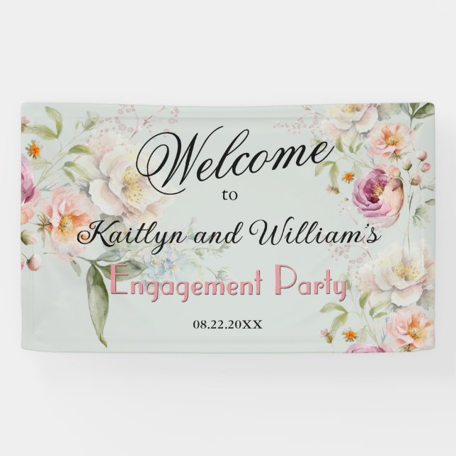 BANNER Elegant Floral Engagement Party Welcome (Horizontal)
