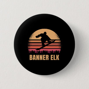 Banner Elk North Carolina Snowboardfahren Vintage Button