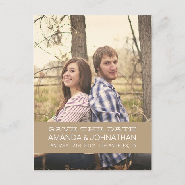 Banner Foto Brown Save the Date Postkarten (Vorderseite)