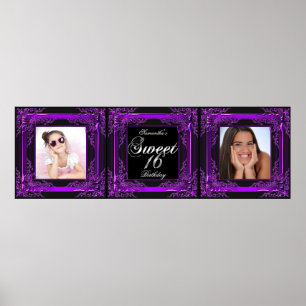 Banner-Foto Sweet 16 Party Purpur Schwarz Poster